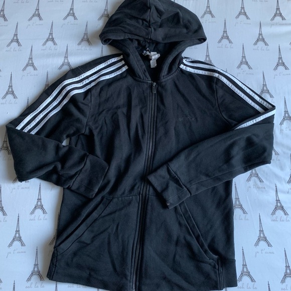 BLACK ADIDAS ZIP UP HOODIE SIZE S WOMENS - Picture 1 of 5